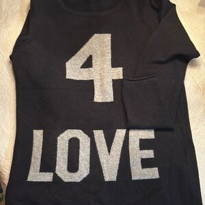 “4 LOVE” cashmere crew neck sweater